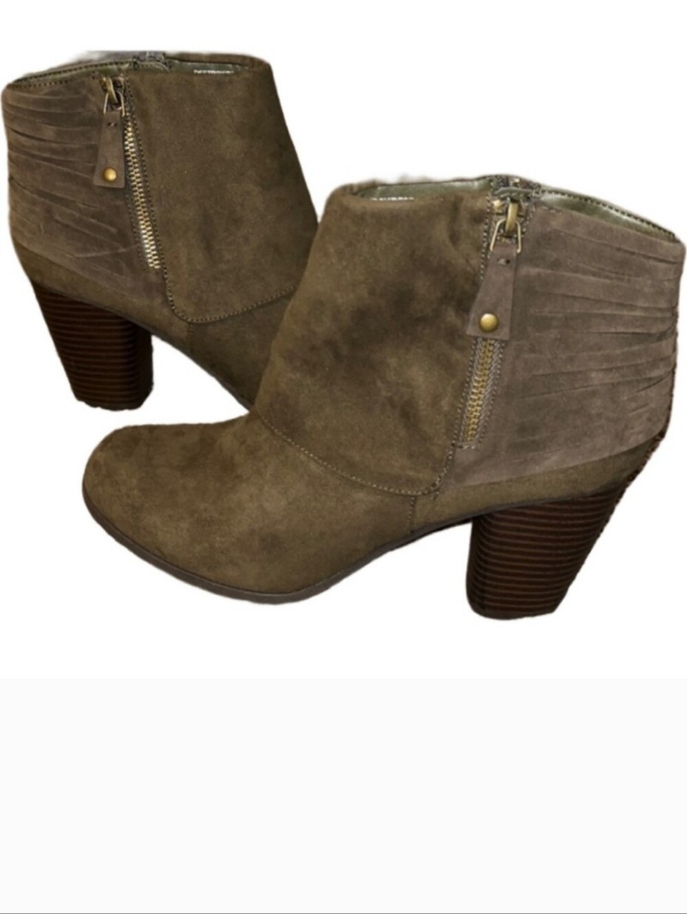 Madden Girl Taupe Suede Stacked Heel Ankle Booties